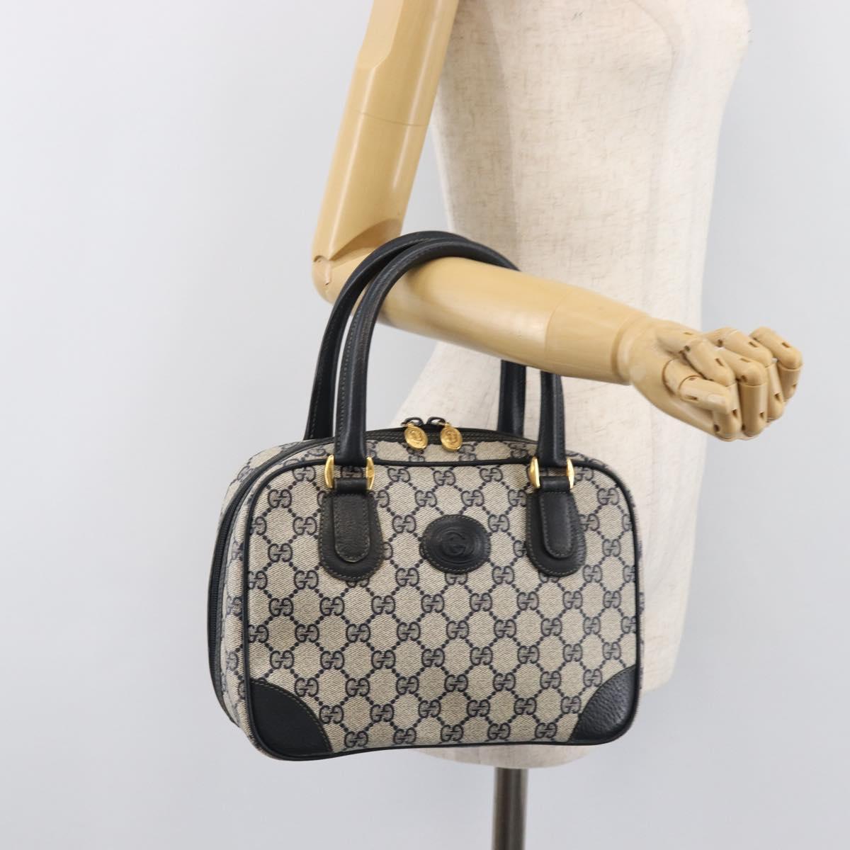 GUCCI GG Supreme Hand Bag PVC Navy Gold 000 58 0090 Auth 203639