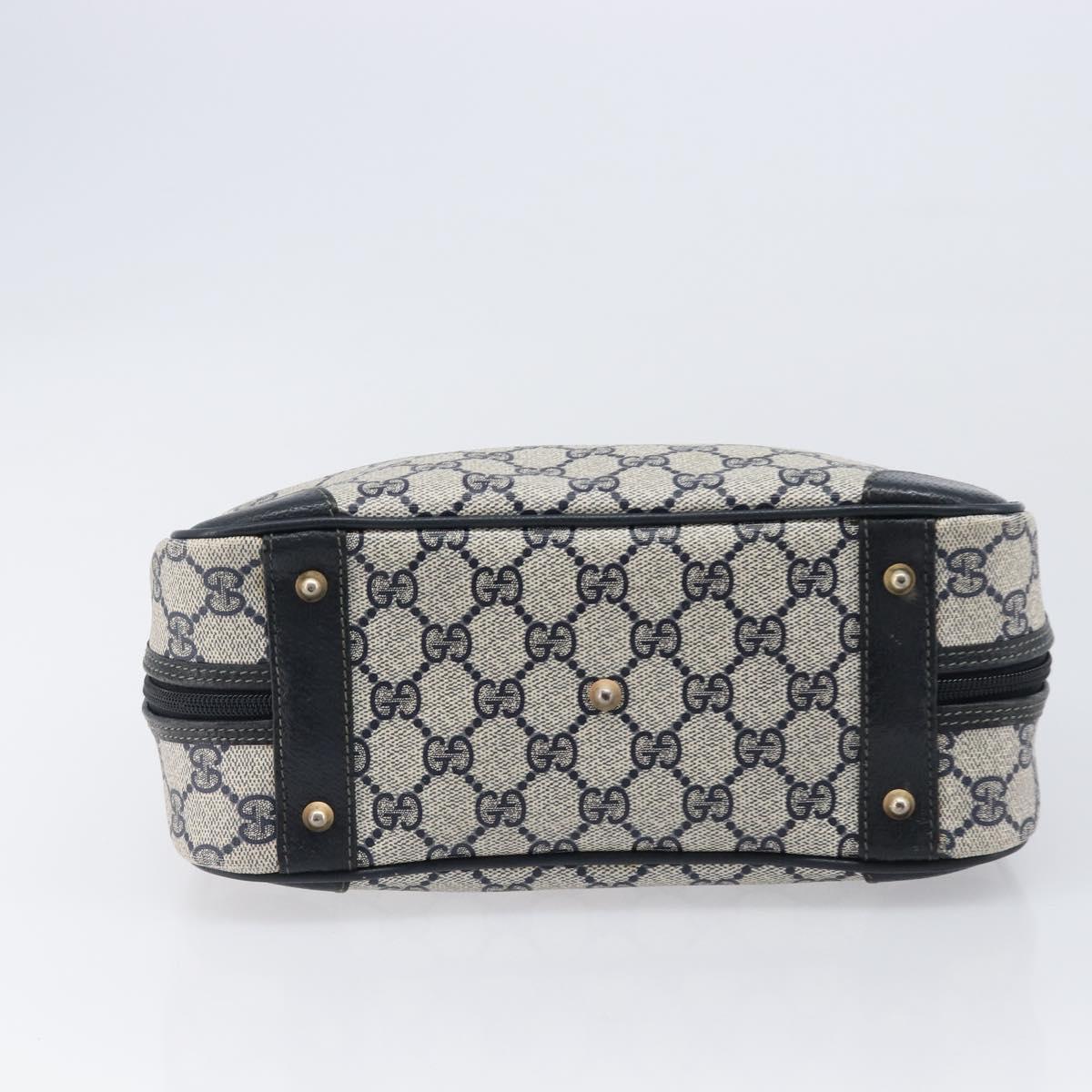 GUCCI GG Supreme Hand Bag PVC Navy Gold 000 58 0090 Auth 203639