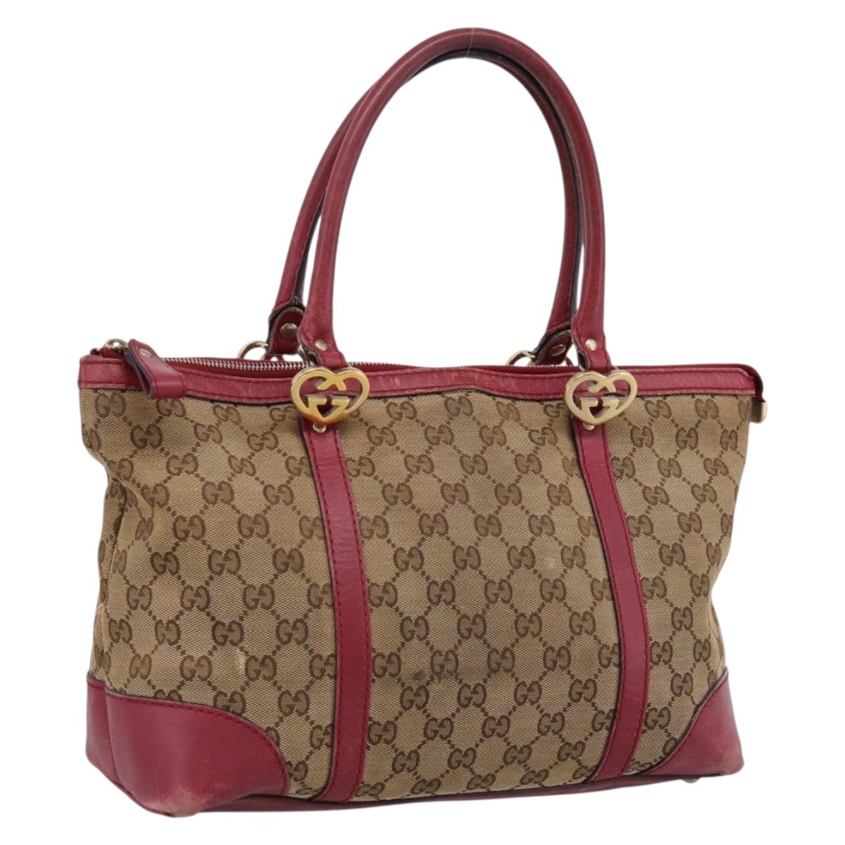 GUCCI GG Canvas Tote Bag Beige Gold 257069 Auth 203640