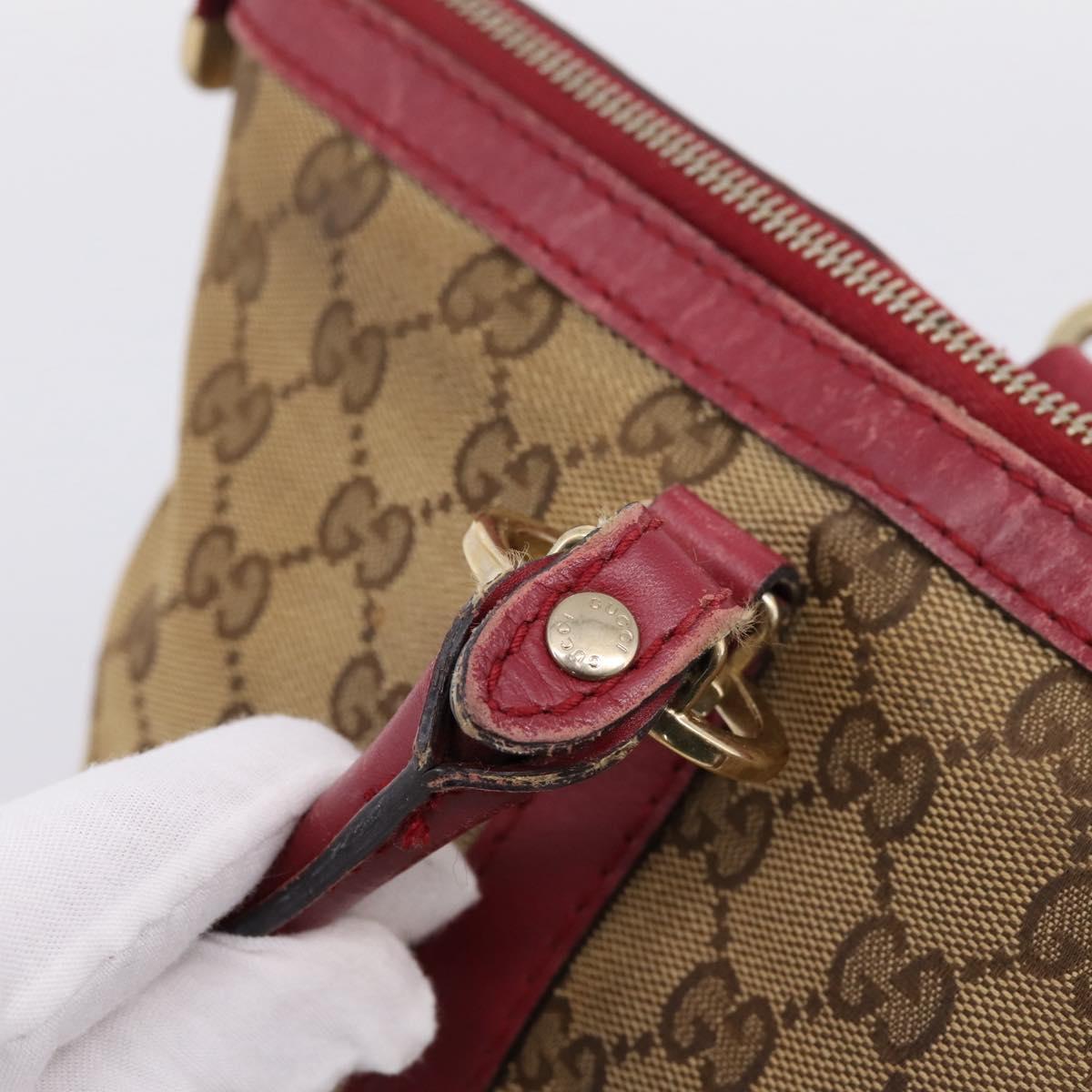 GUCCI GG Canvas Tote Bag Beige Gold 257069 Auth 203640