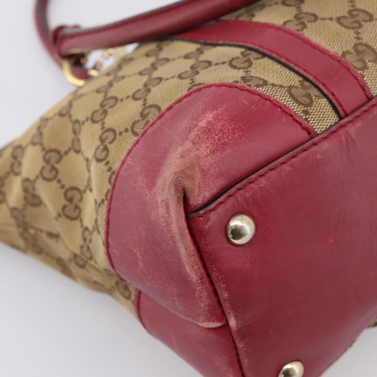 GUCCI GG Canvas Tote Bag Beige Gold 257069 Auth 203640