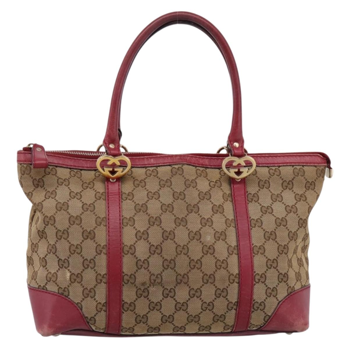 GUCCI GG Canvas Tote Bag Beige Gold 257069 Auth 203640