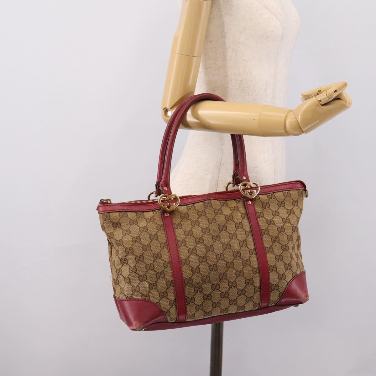 GUCCI GG Canvas Tote Bag Beige Gold 257069 Auth 203640