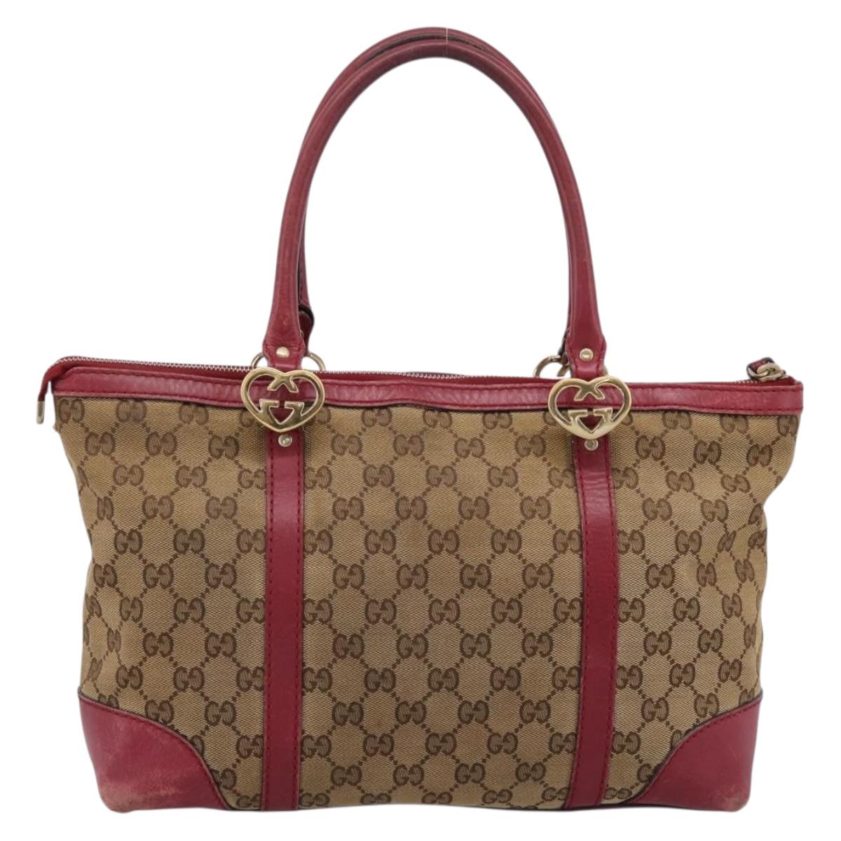 GUCCI GG Canvas Tote Bag Beige Gold 257069 Auth 203640