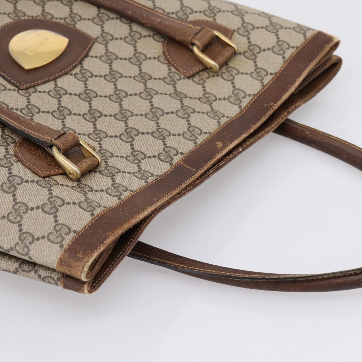 GUCCI GG Supreme Tote Bag PVC Beige Gold Auth 203643