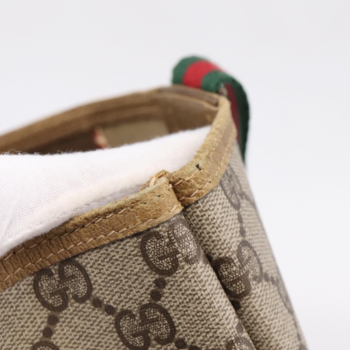 GUCCI GG Supreme Web Sherry Line Tote Bag PVC Beige Gold 40 02 003 Auth 203644
