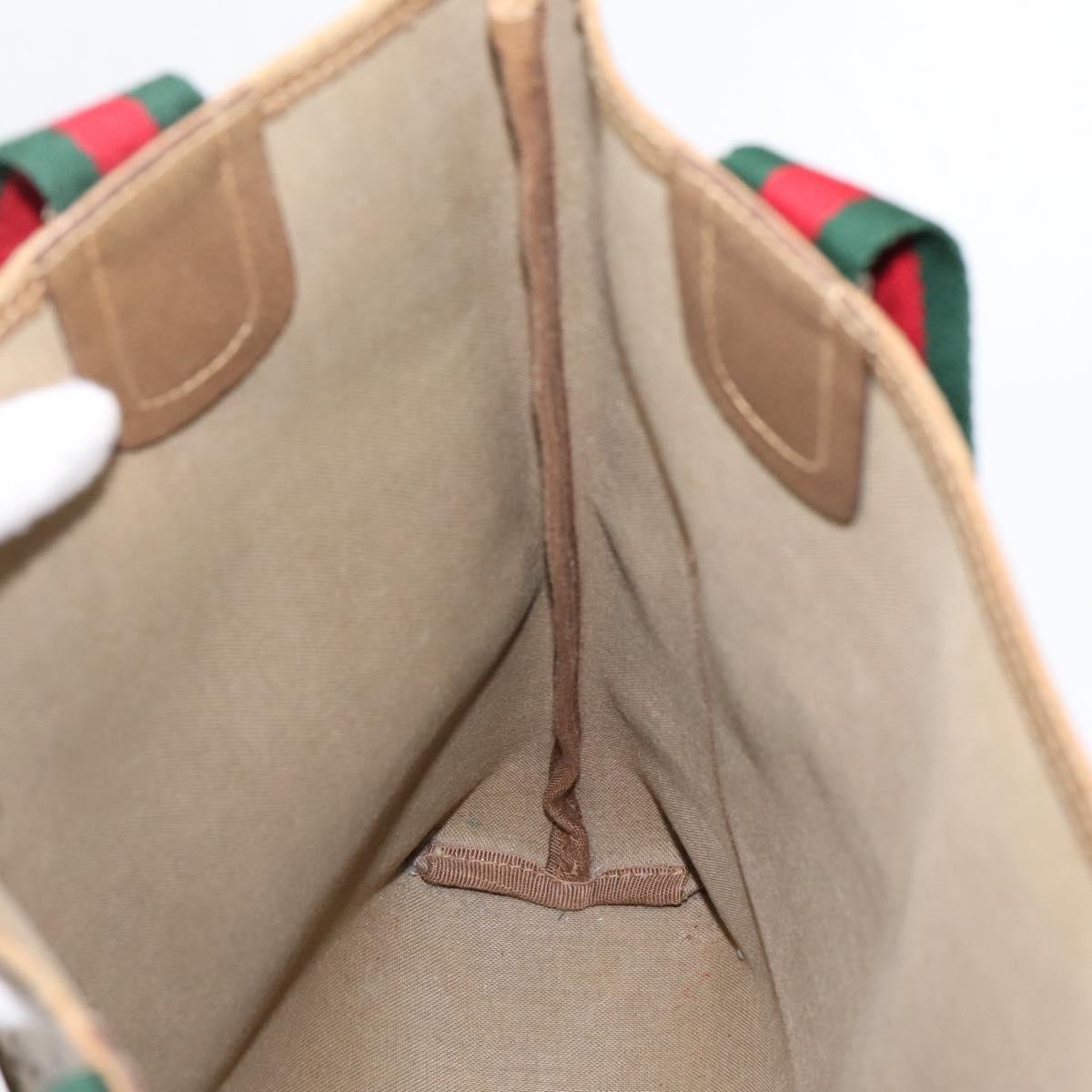 GUCCI GG Supreme Web Sherry Line Tote Bag PVC Beige Gold 40 02 003 Auth 203644