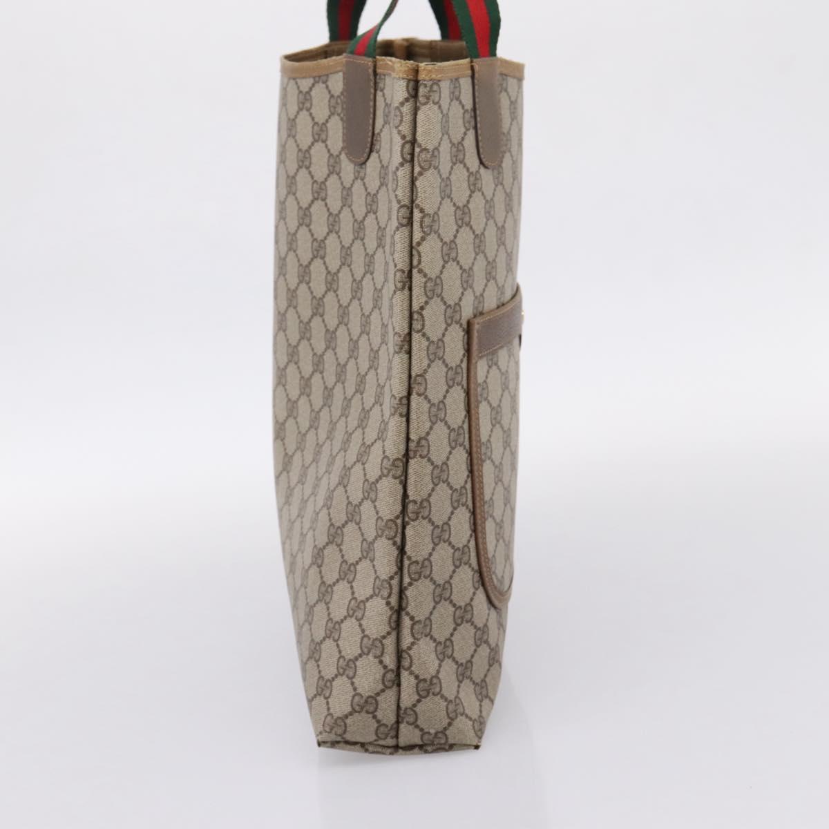 GUCCI GG Supreme Web Sherry Line Tote Bag PVC Beige Gold 40 02 003 Auth 203644