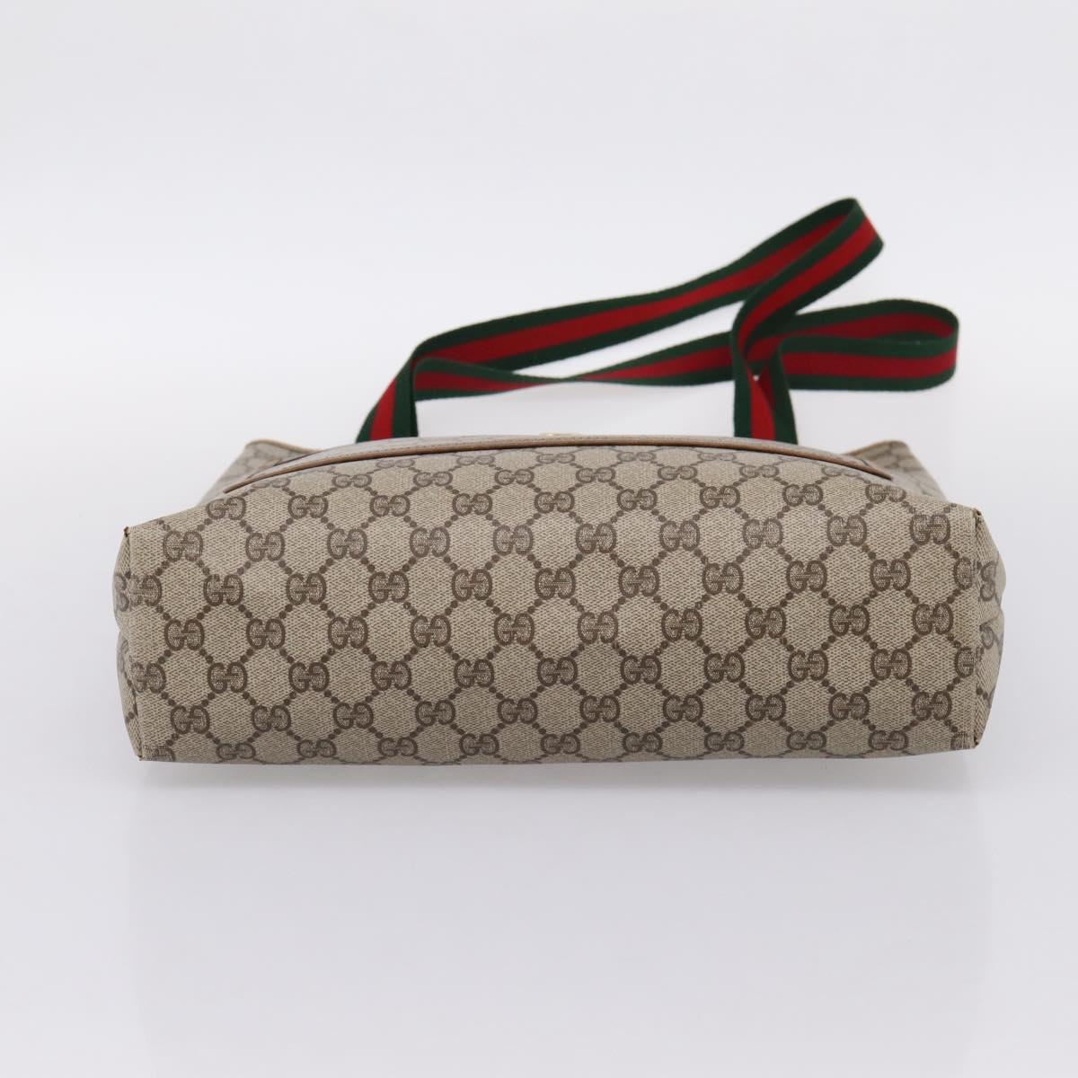 GUCCI GG Supreme Web Sherry Line Tote Bag PVC Beige Gold 40 02 003 Auth 203644