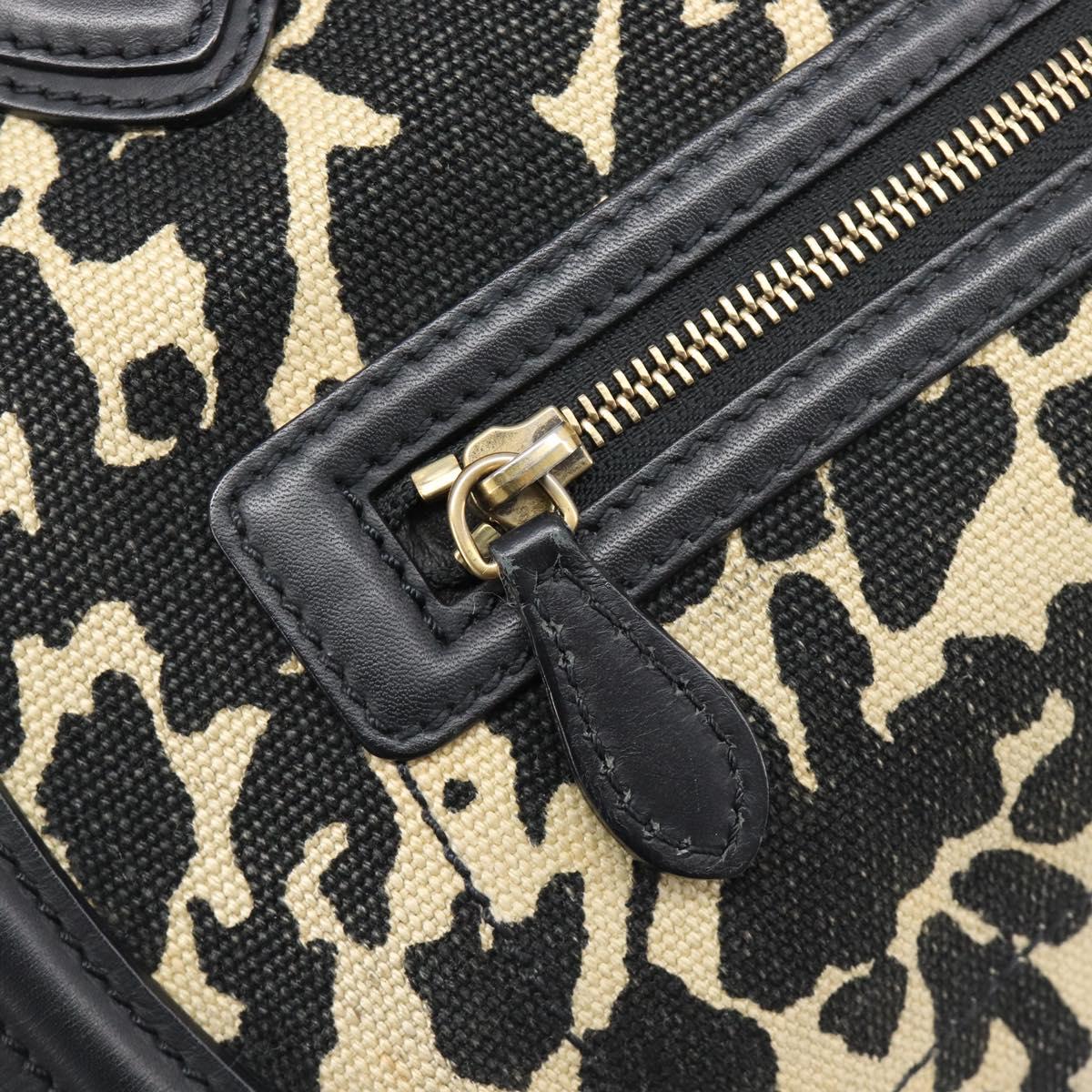 CELINE Luggage Mini Shopper Hand Bag Canvas Leather Black Gold Auth 203648A