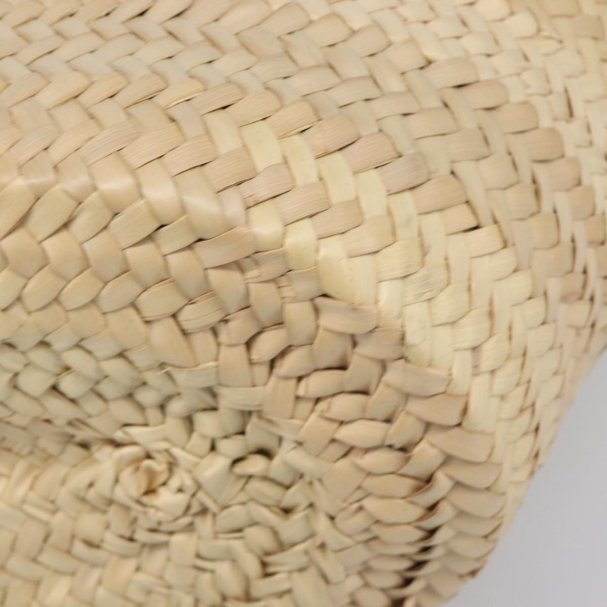 PRADA Woven Palm Tote Bag Raffia Beige Auth 203649M