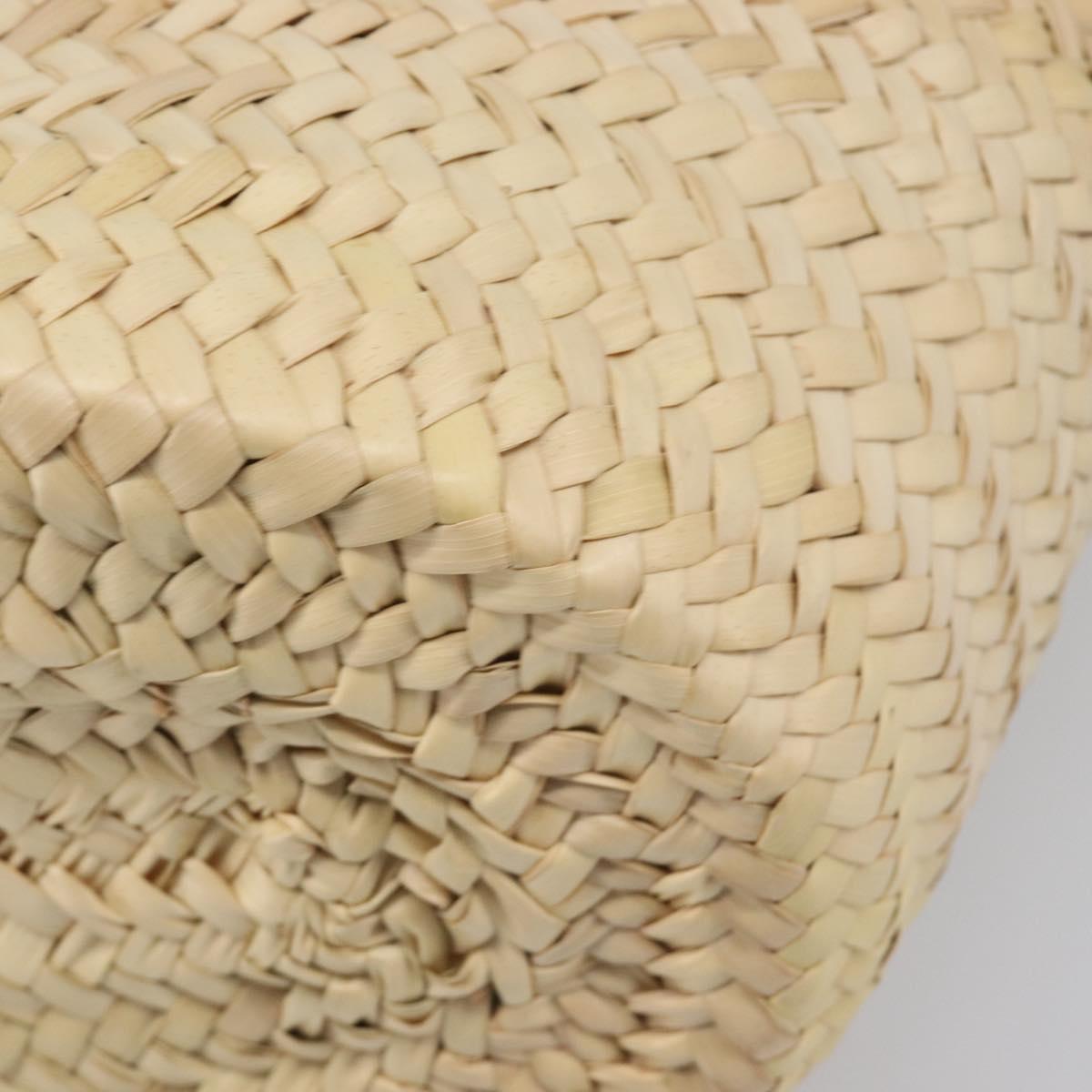 PRADA Woven Palm Tote Bag Raffia Beige Auth 203649M