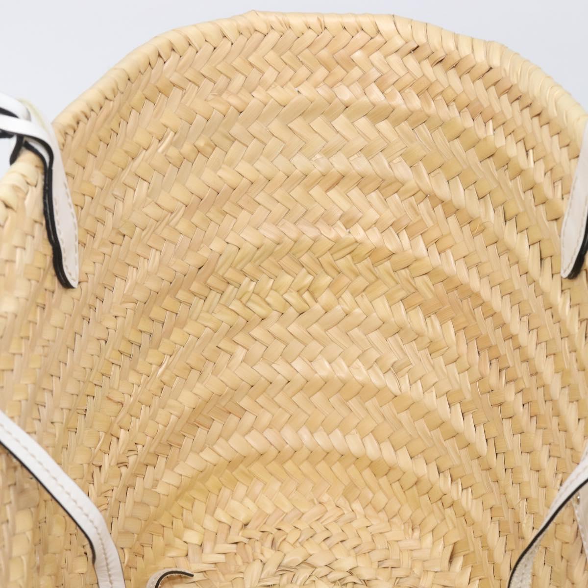 PRADA Woven Palm Tote Bag Raffia Beige Auth 203649M
