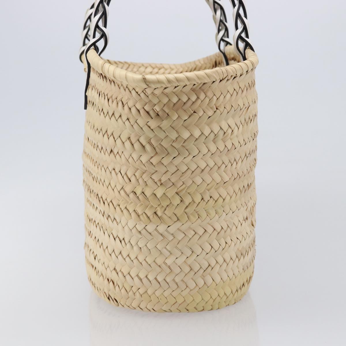 PRADA Woven Palm Tote Bag Raffia Beige Auth 203649M