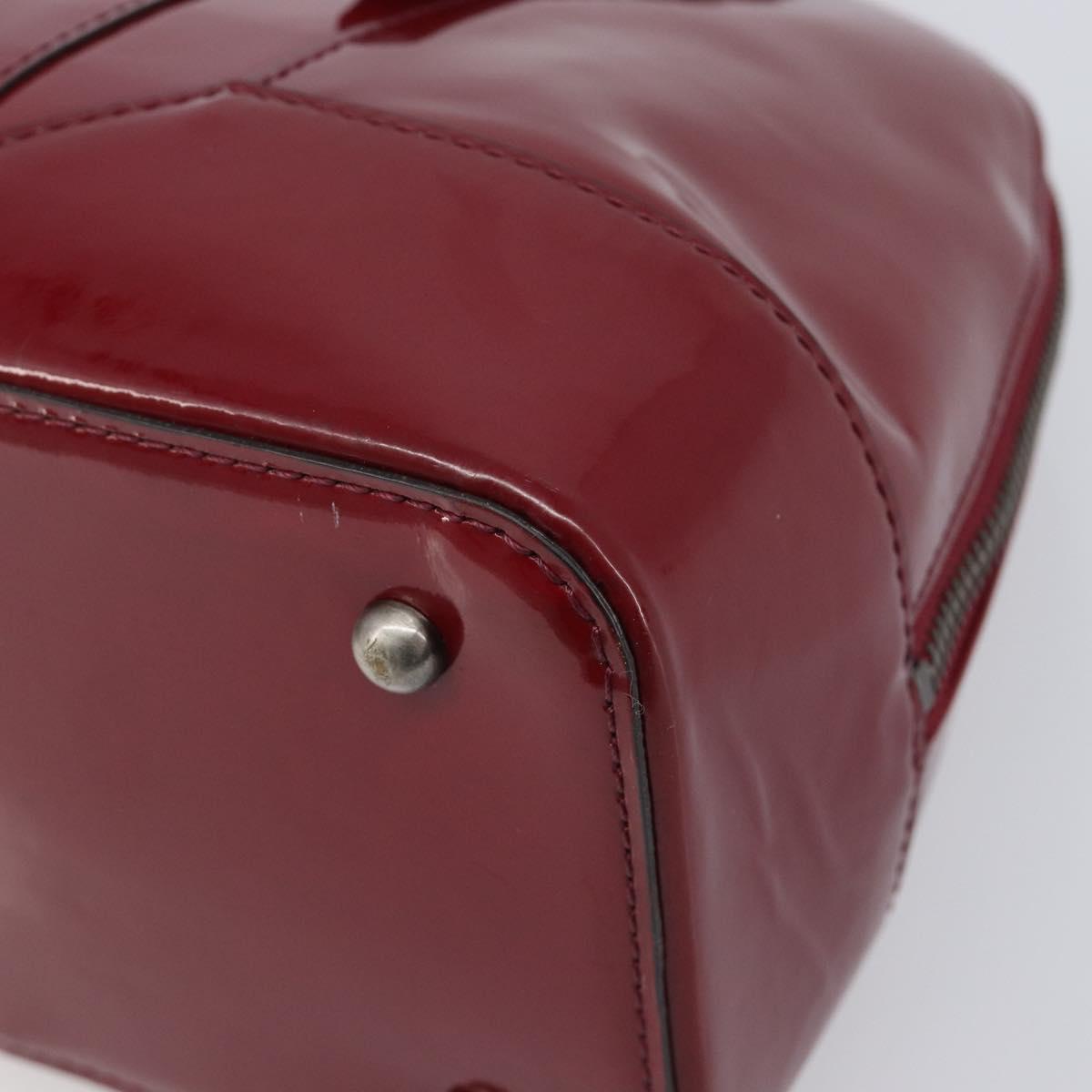 BURBERRY Hand Bag Patent Leather Red Silver Auth 203652