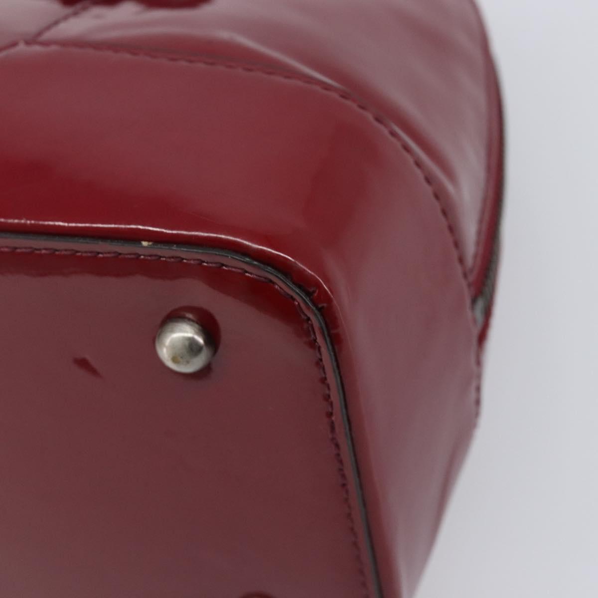 BURBERRY Hand Bag Patent Leather Red Silver Auth 203652