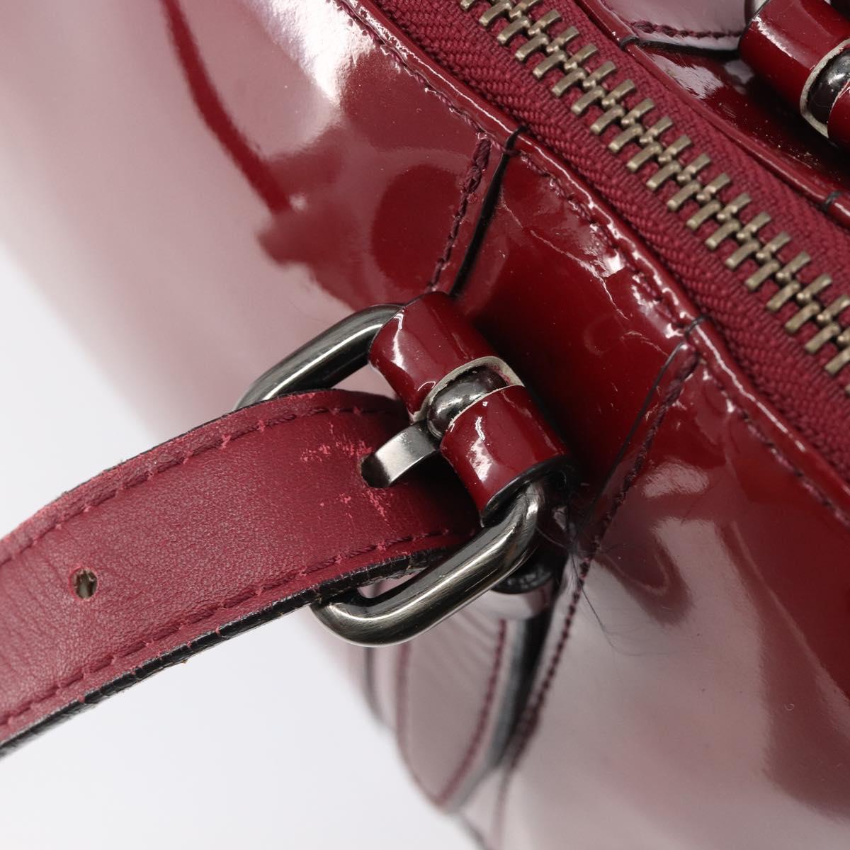 BURBERRY Hand Bag Patent Leather Red Silver Auth 203652
