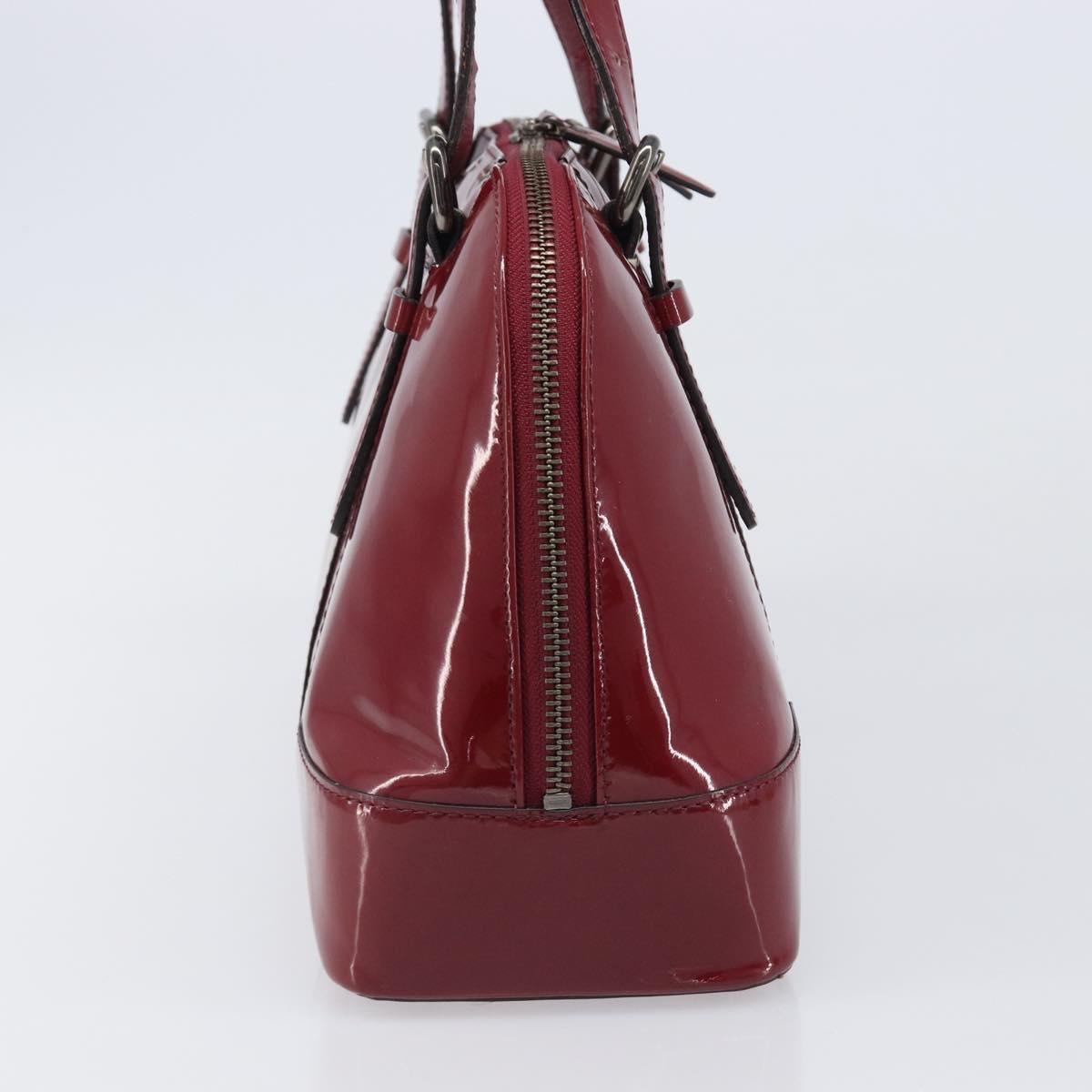 BURBERRY Hand Bag Patent Leather Red Silver Auth 203652