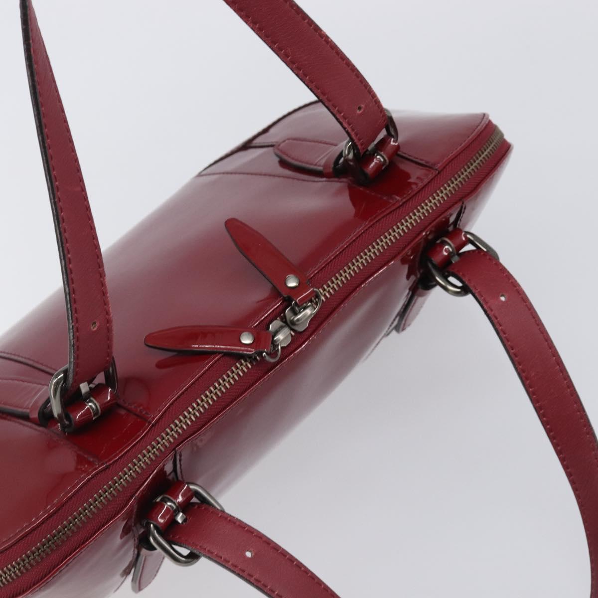 BURBERRY Hand Bag Patent Leather Red Silver Auth 203652