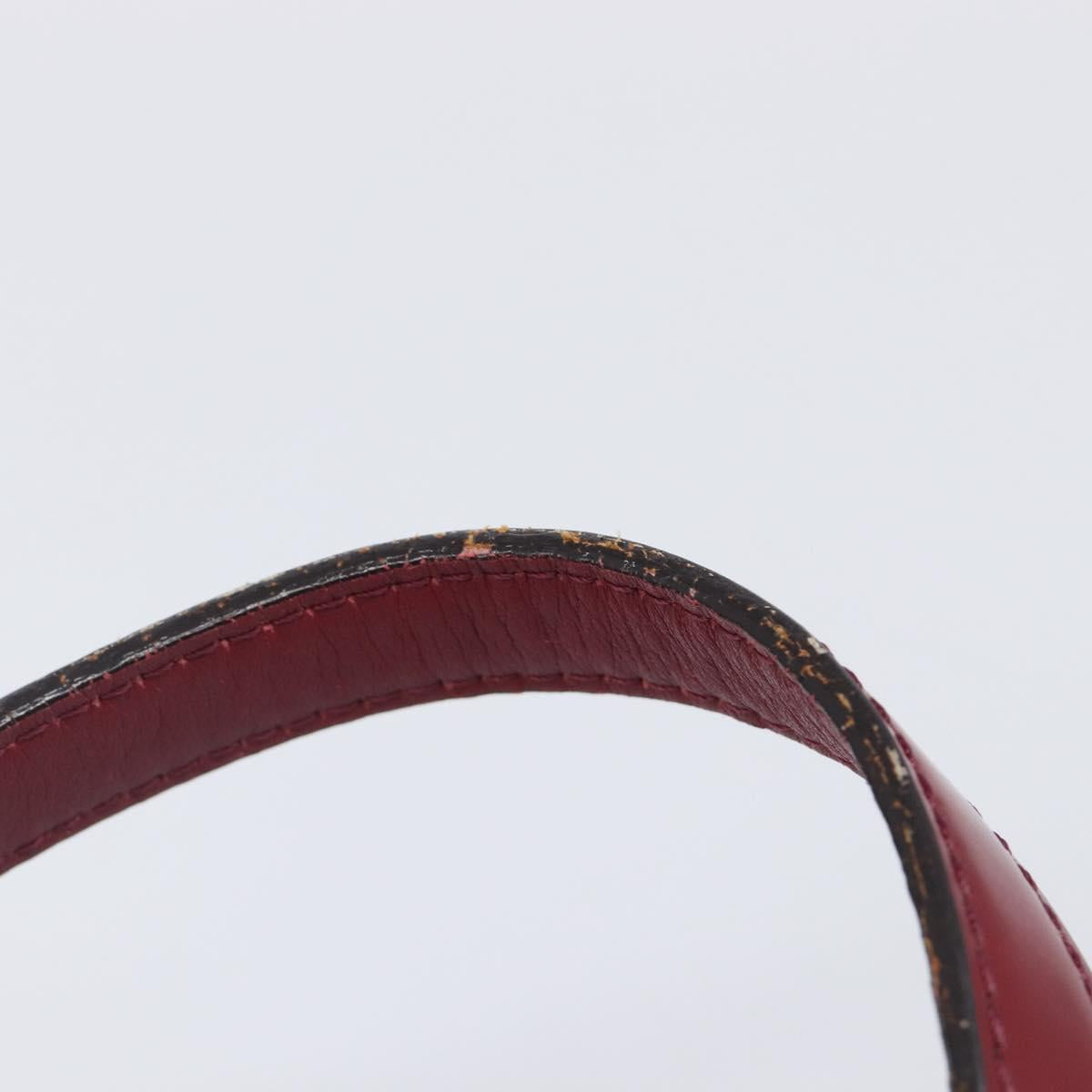 BURBERRY Hand Bag Patent Leather Red Silver Auth 203652