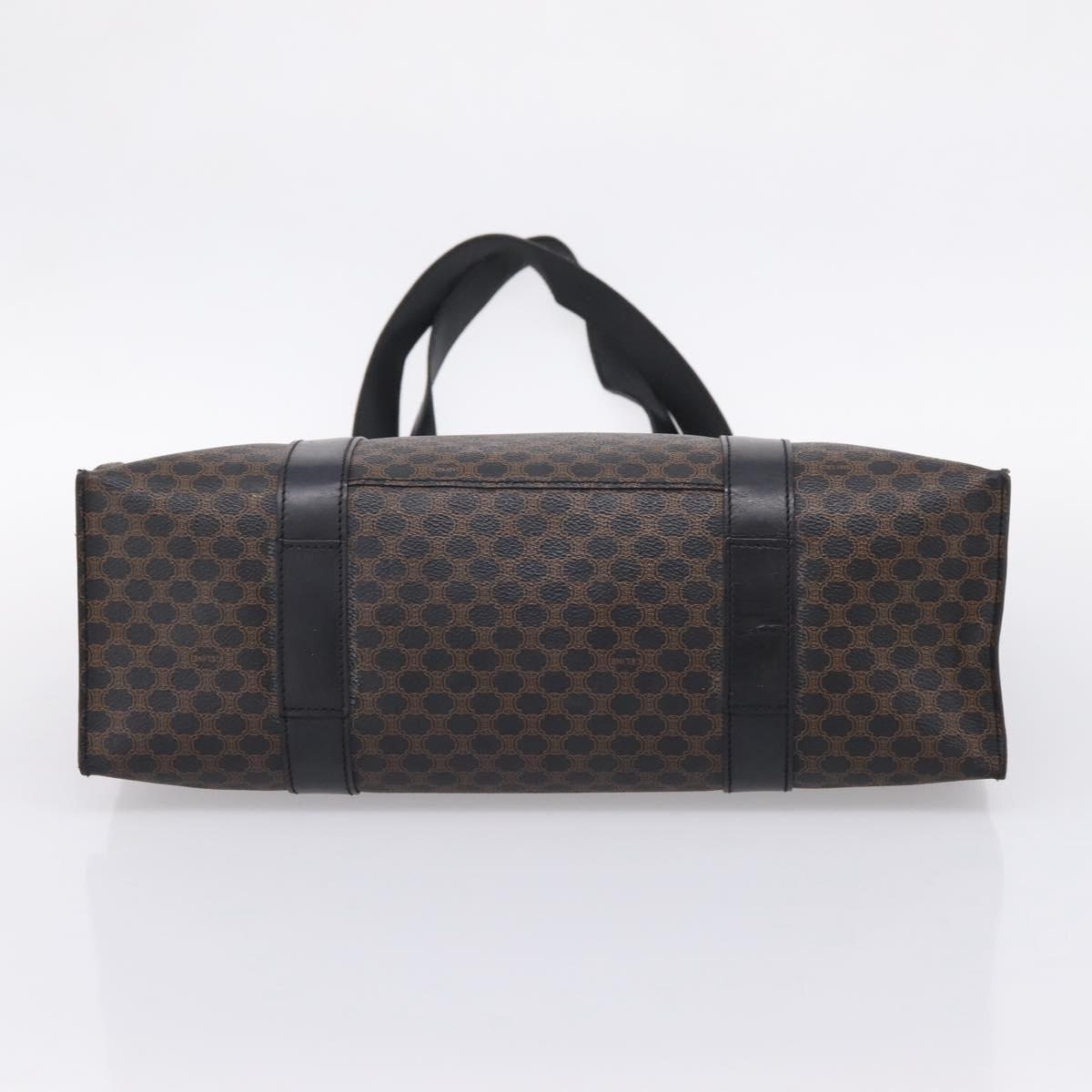 CELINE Macadam Canvas Tote Bag PVC Leather Black Gold Auth 203654A