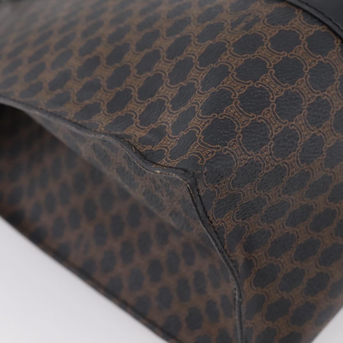 CELINE Macadam Canvas Tote Bag PVC Leather Black Gold Auth 203654A