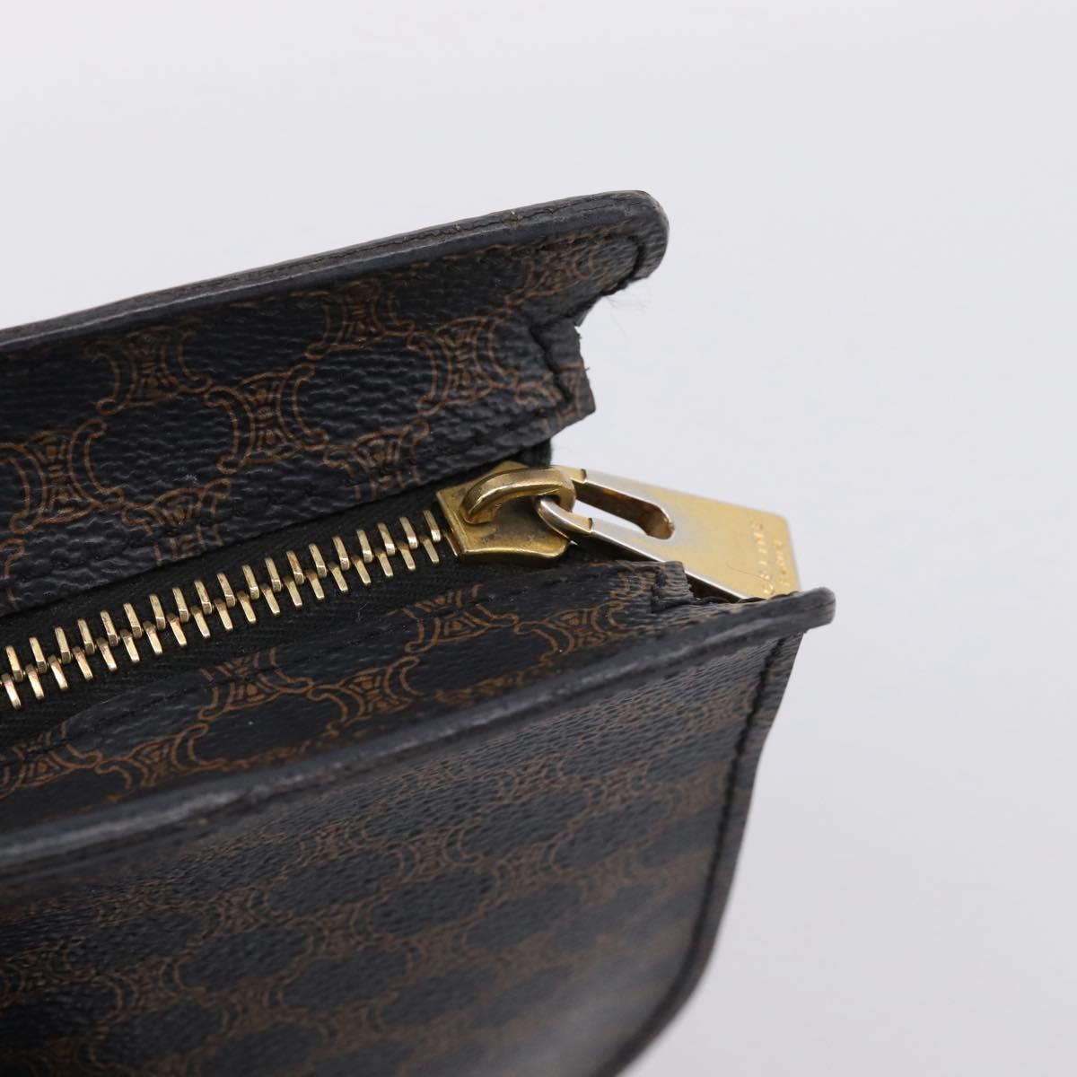 CELINE Macadam Canvas Tote Bag PVC Leather Black Gold Auth 203654A
