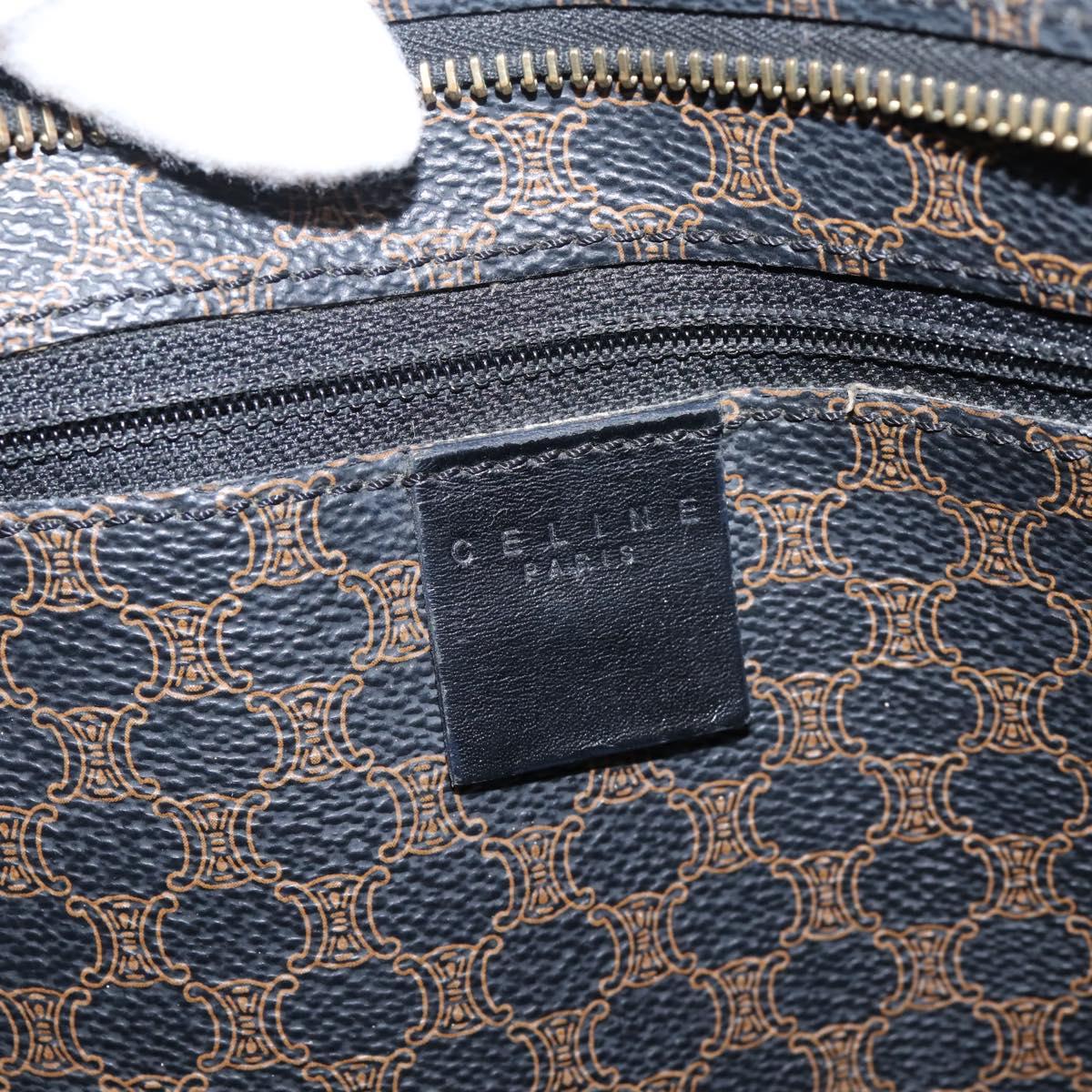CELINE Macadam Canvas Tote Bag PVC Leather Black Gold Auth 203654A