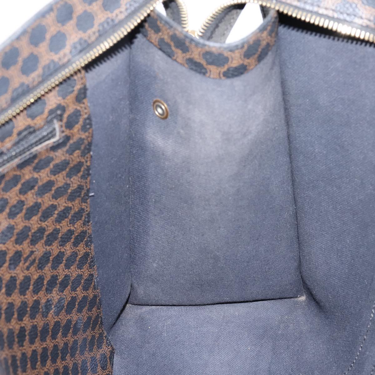 CELINE Macadam Canvas Tote Bag PVC Leather Black Gold Auth 203654A