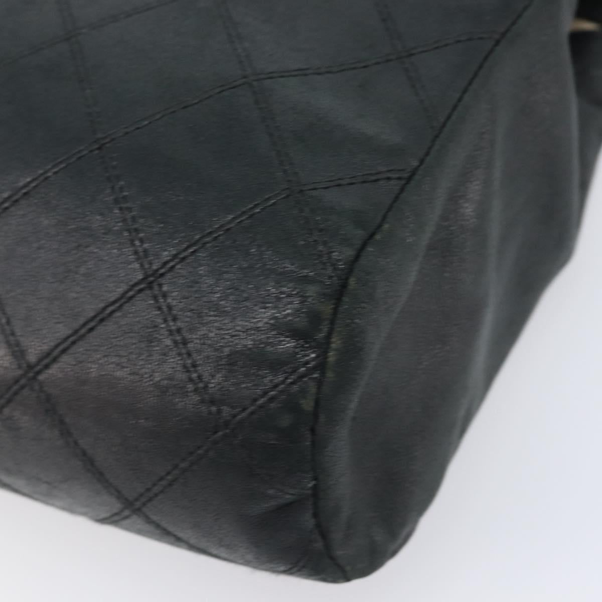 CHANEL Bicolore Clutch Bag Lamb Skin Black CC Auth 203657