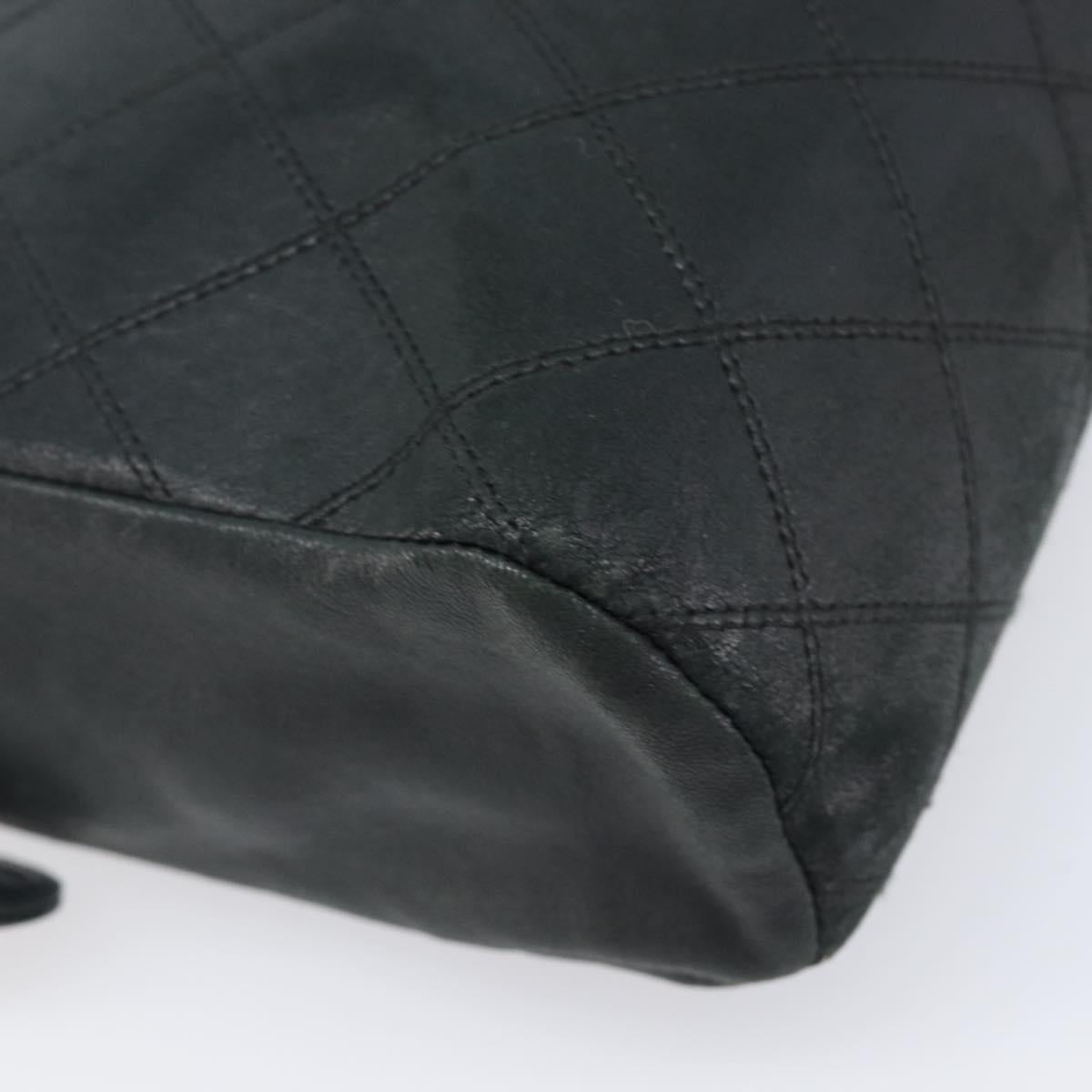 CHANEL Bicolore Clutch Bag Lamb Skin Black CC Auth 203657