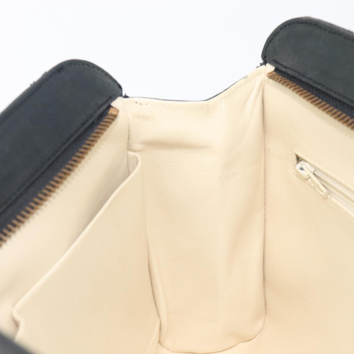 CHANEL Bicolore Clutch Bag Lamb Skin Black CC Auth 203657