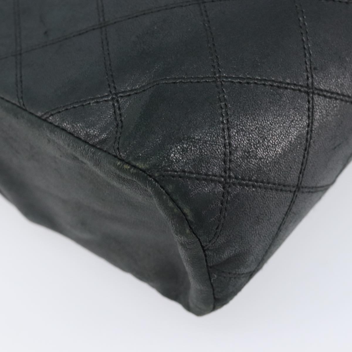 CHANEL Bicolore Clutch Bag Lamb Skin Black CC Auth 203657
