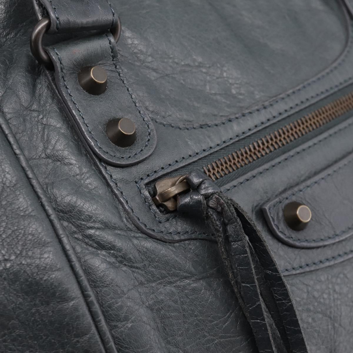 BALENCIAGA The Sunday Hand Bag Leather Navy 228750 Auth 203658V