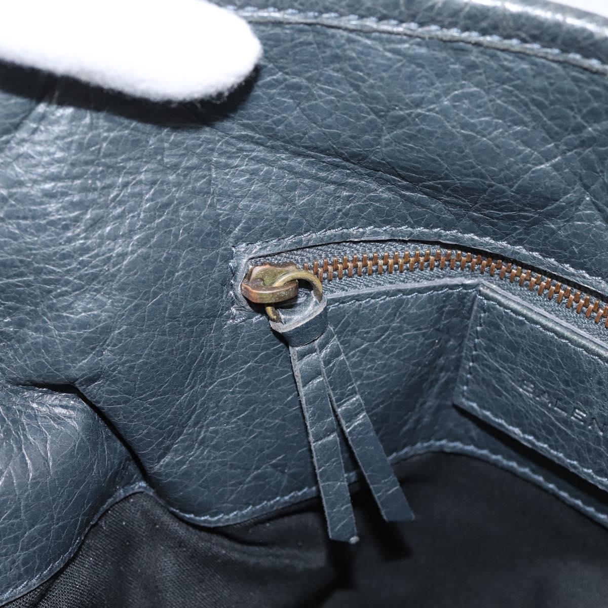 BALENCIAGA The Sunday Hand Bag Leather Navy 228750 Auth 203658V