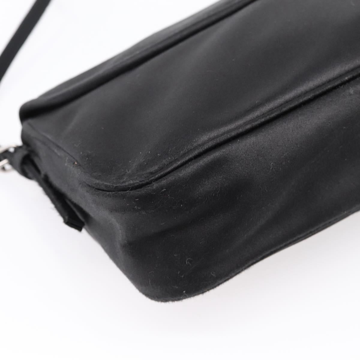 BALENCIAGA Shoulder Bag Satin Black Silver Auth 203659V