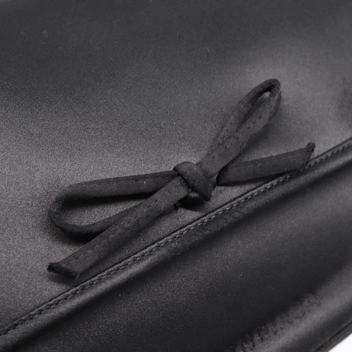 BALENCIAGA Shoulder Bag Satin Black Silver Auth 203659V