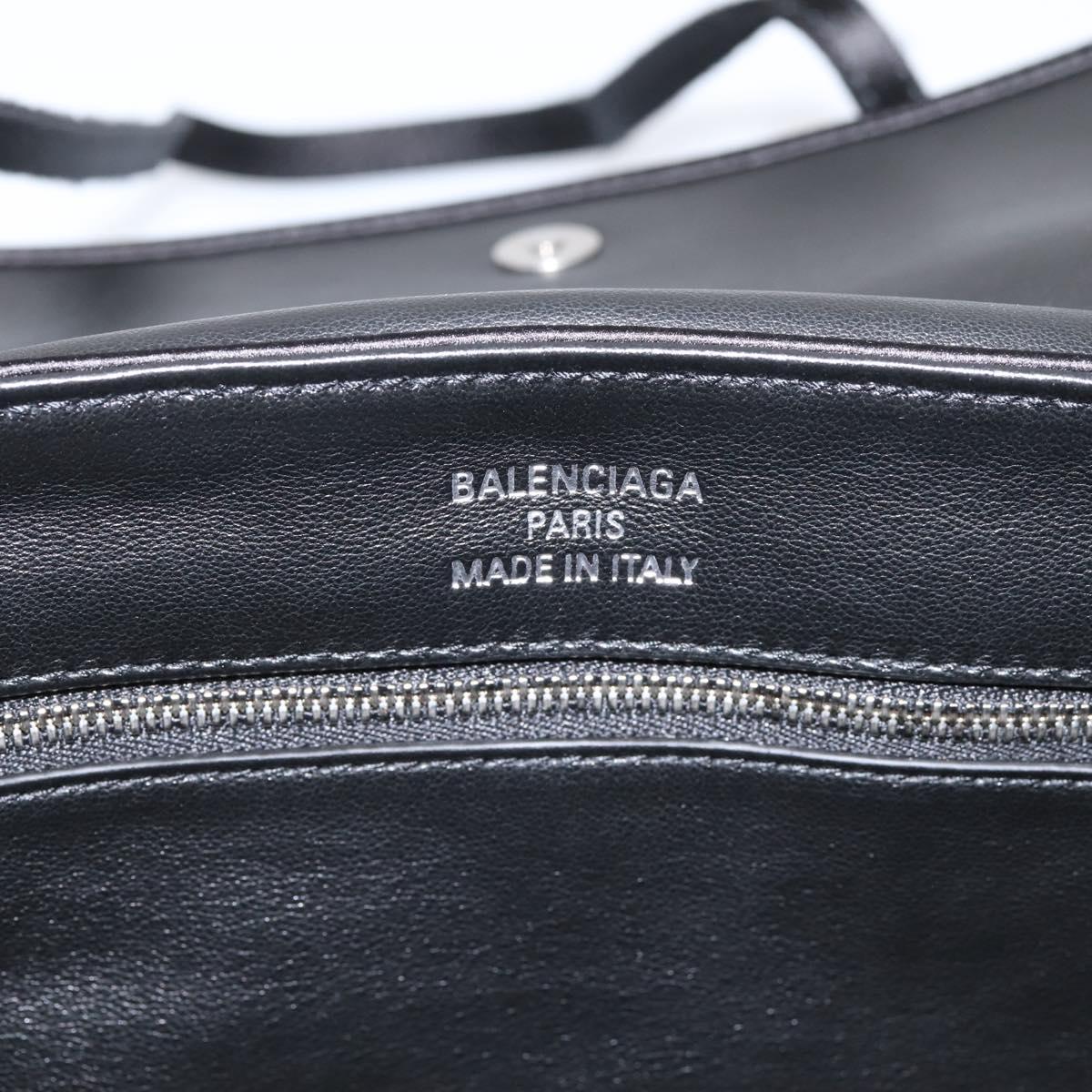 BALENCIAGA Shoulder Bag Satin Black Silver Auth 203659V