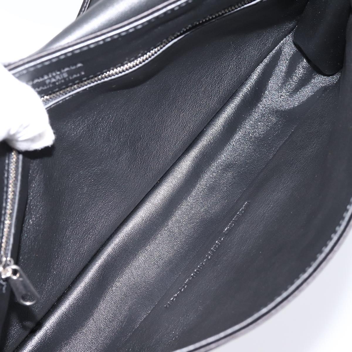 BALENCIAGA Shoulder Bag Satin Black Silver Auth 203659V