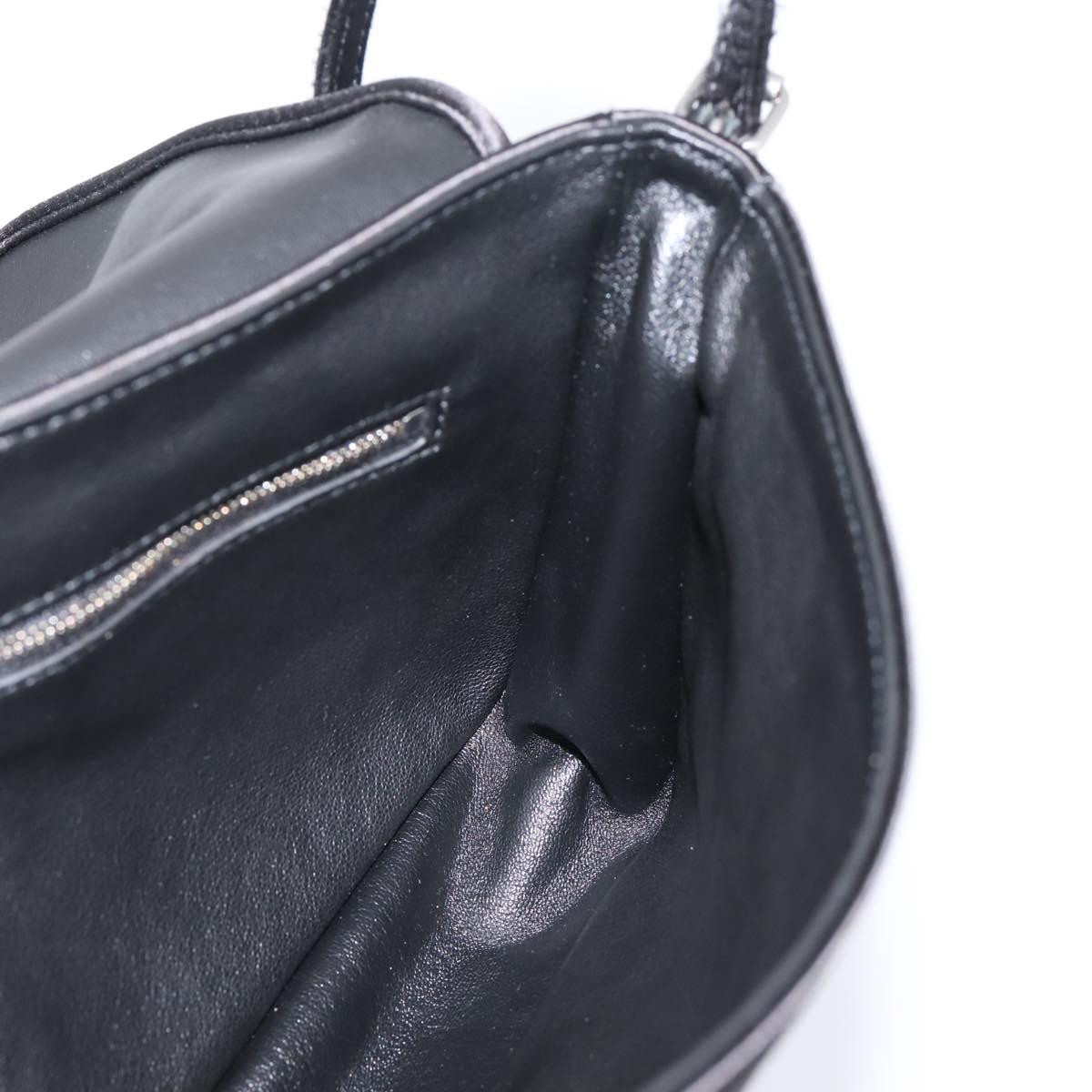 BALENCIAGA Shoulder Bag Satin Black Silver Auth 203659V