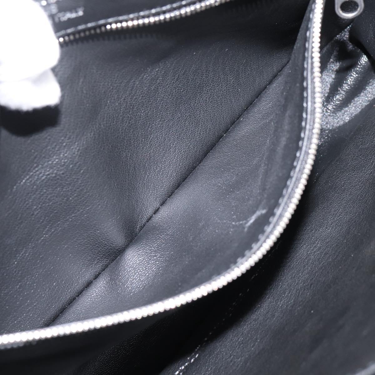 BALENCIAGA Shoulder Bag Satin Black Silver Auth 203659V