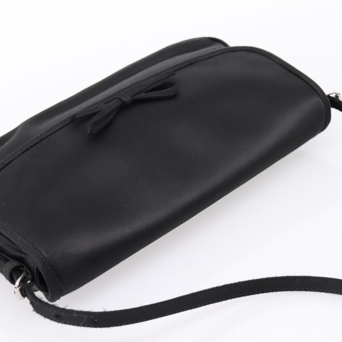 BALENCIAGA Shoulder Bag Satin Black Silver Auth 203659V