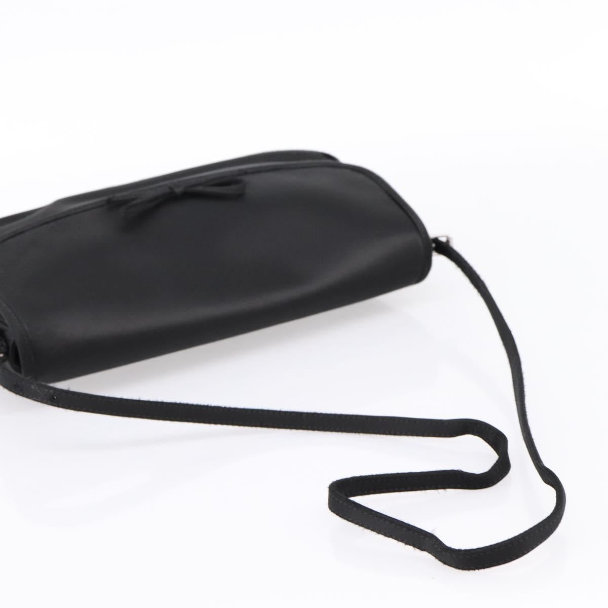 BALENCIAGA Shoulder Bag Satin Black Silver Auth 203659V