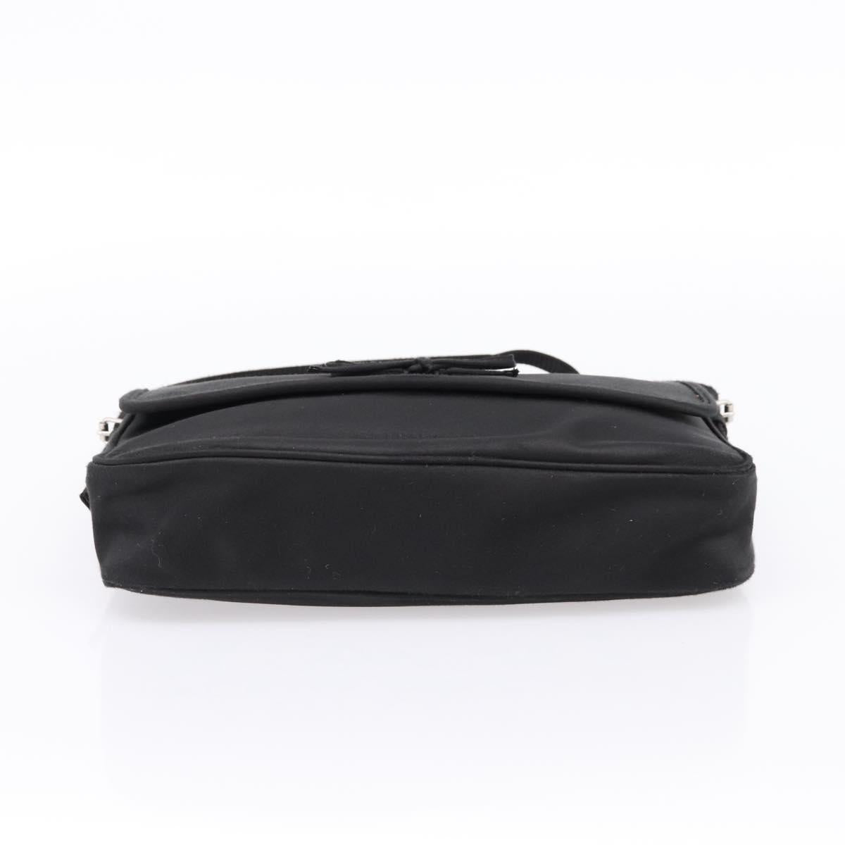 BALENCIAGA Shoulder Bag Satin Black Silver Auth 203659V