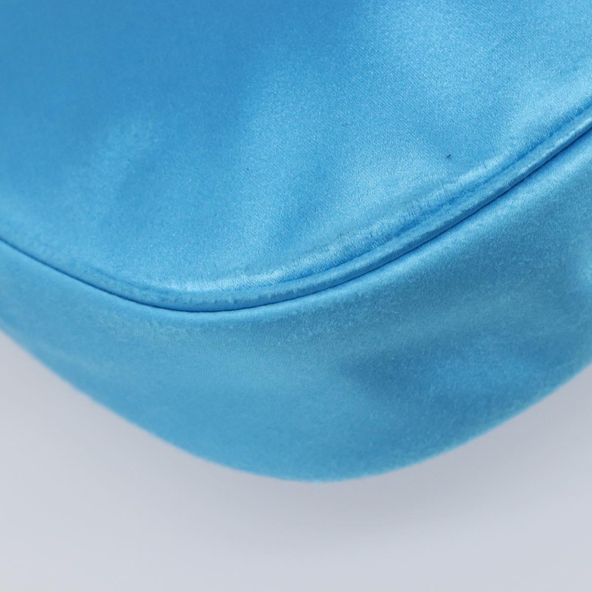 BALENCIAGA Shoulder Bag Satin Blue Silver Auth 203660V