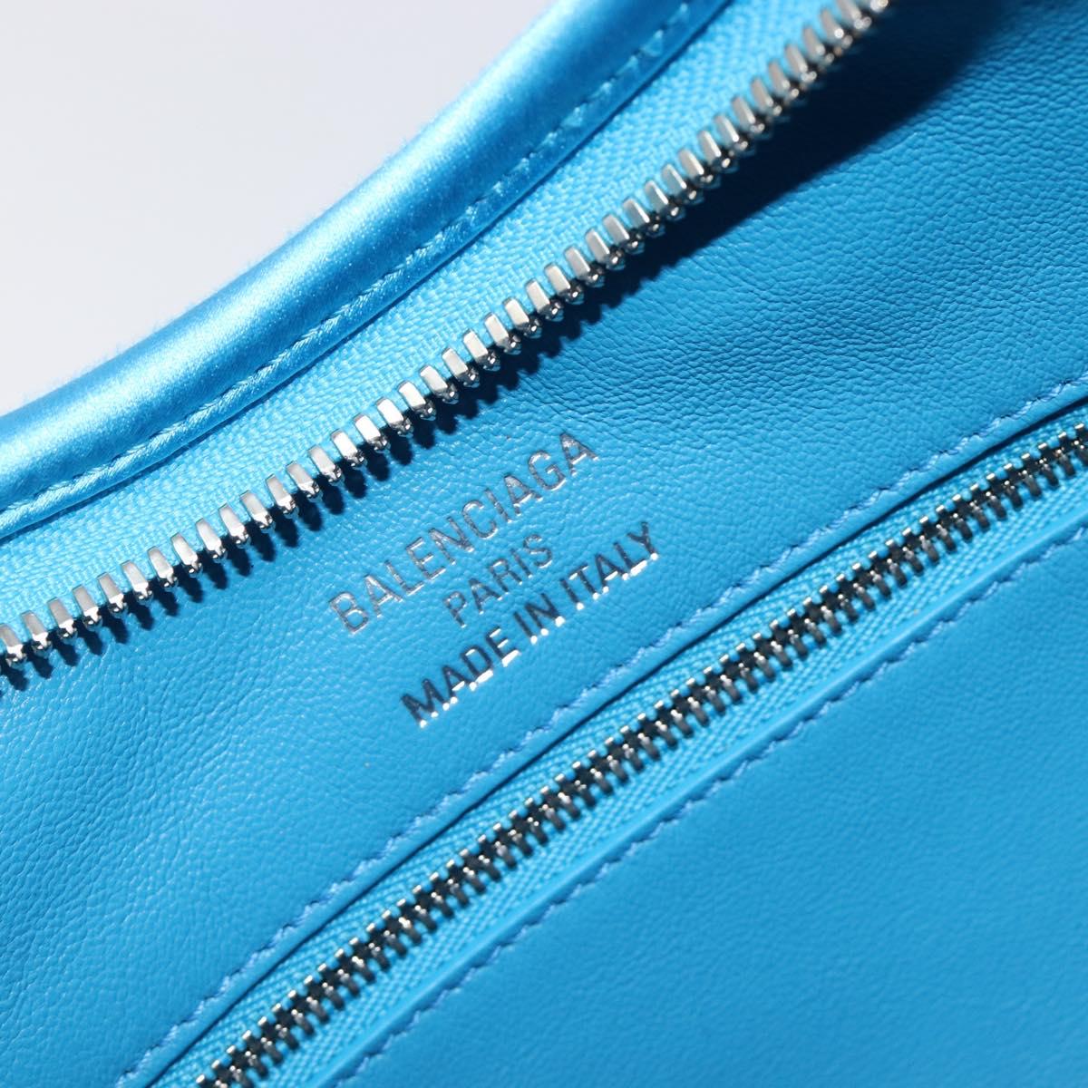 BALENCIAGA Shoulder Bag Satin Blue Silver Auth 203660V