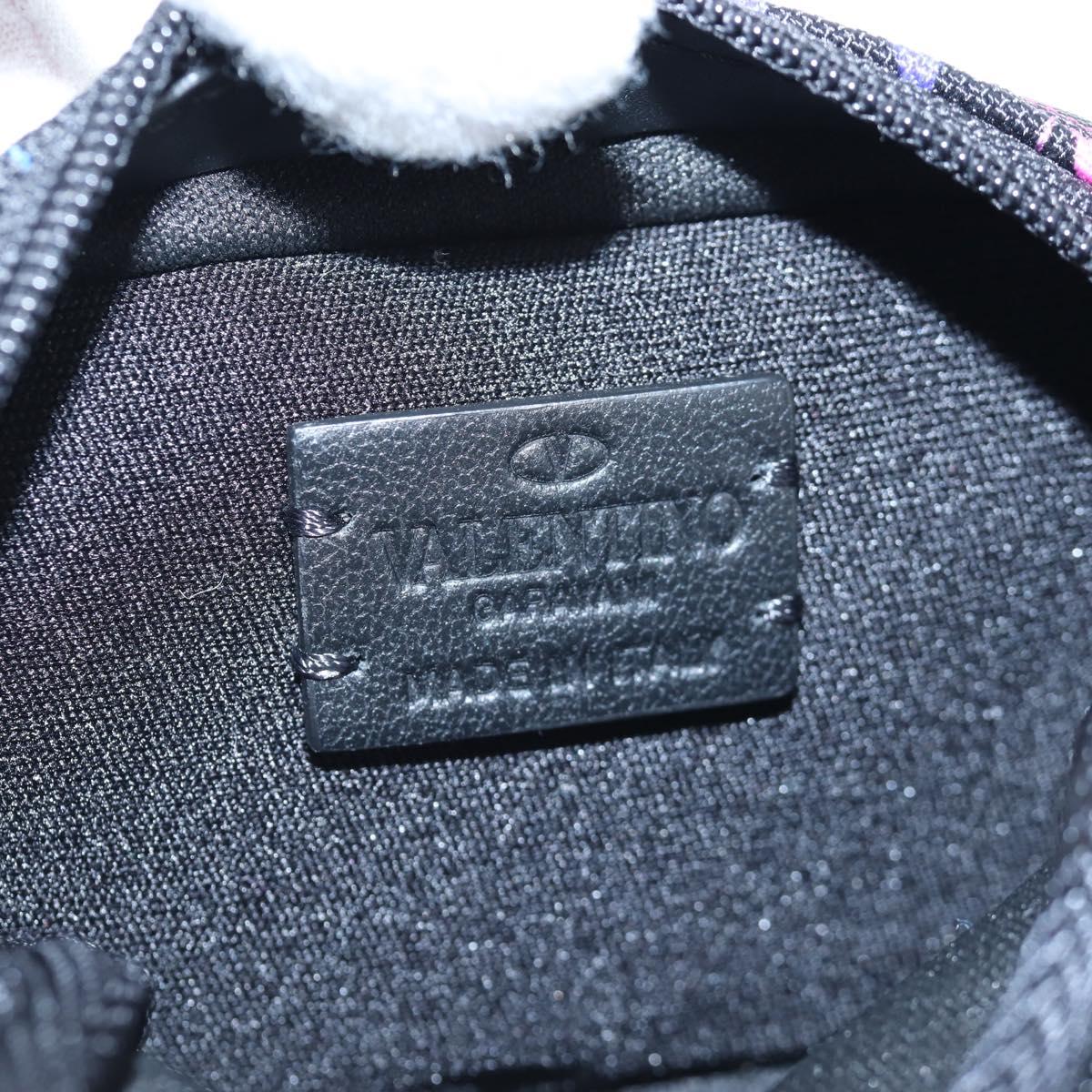 VALENTINO Shoulder Pouch Canvas Black Silver Auth 203663M