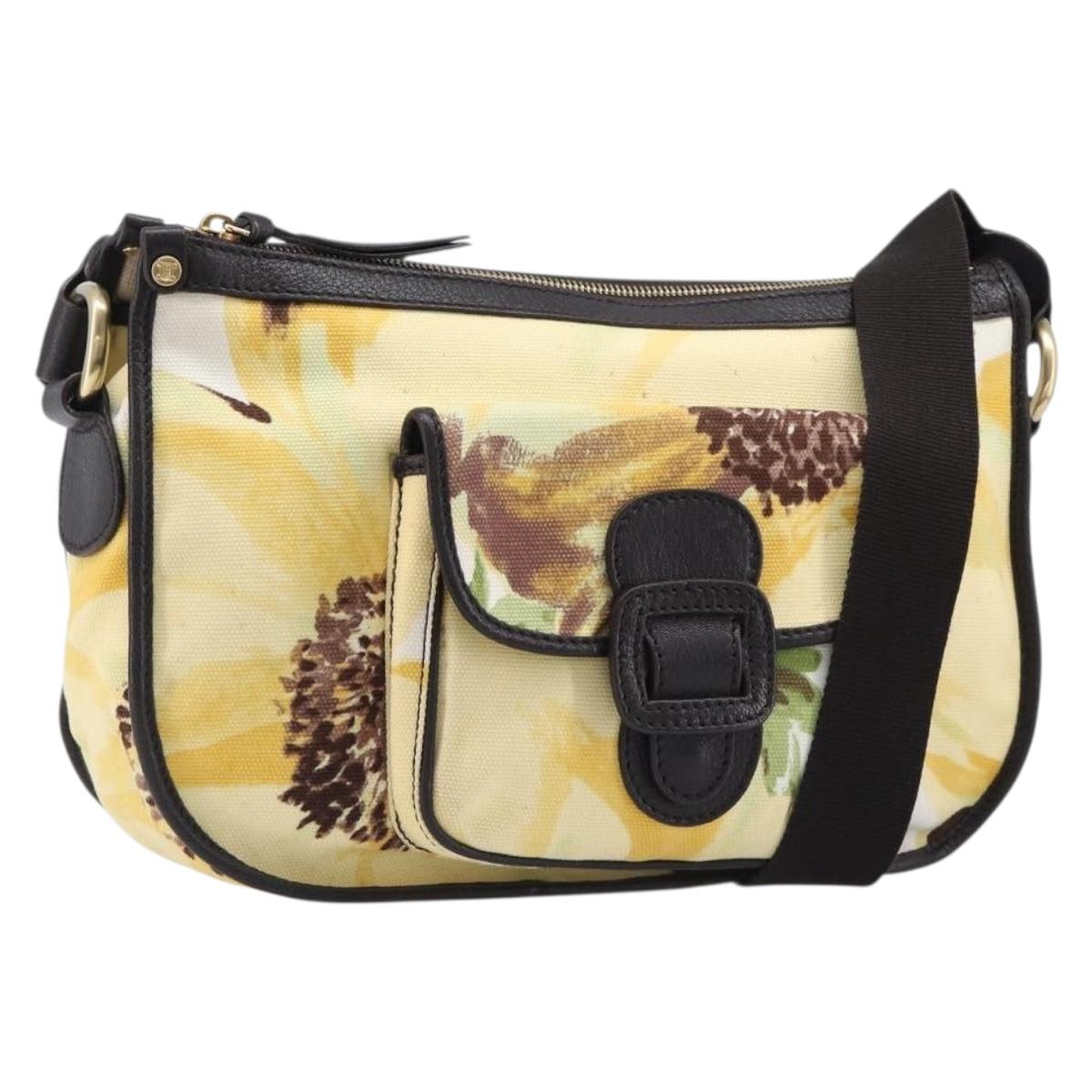 CELINE Shoulder Bag Canvas Yellow Gold Auth 203671A