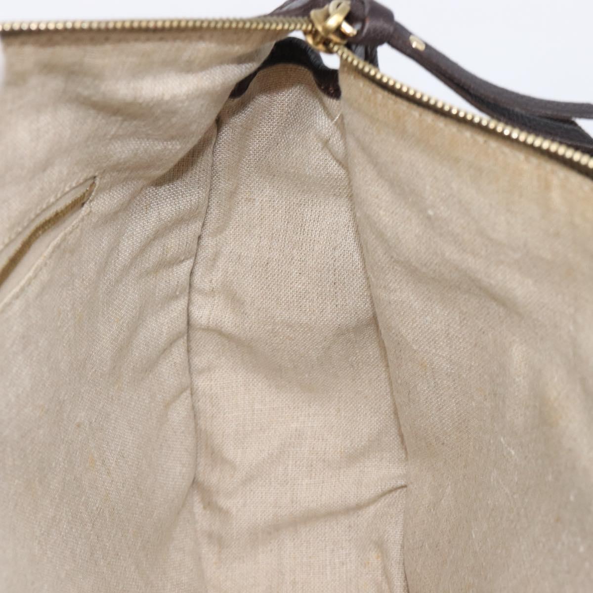 CELINE Shoulder Bag Canvas Yellow Gold Auth 203671A