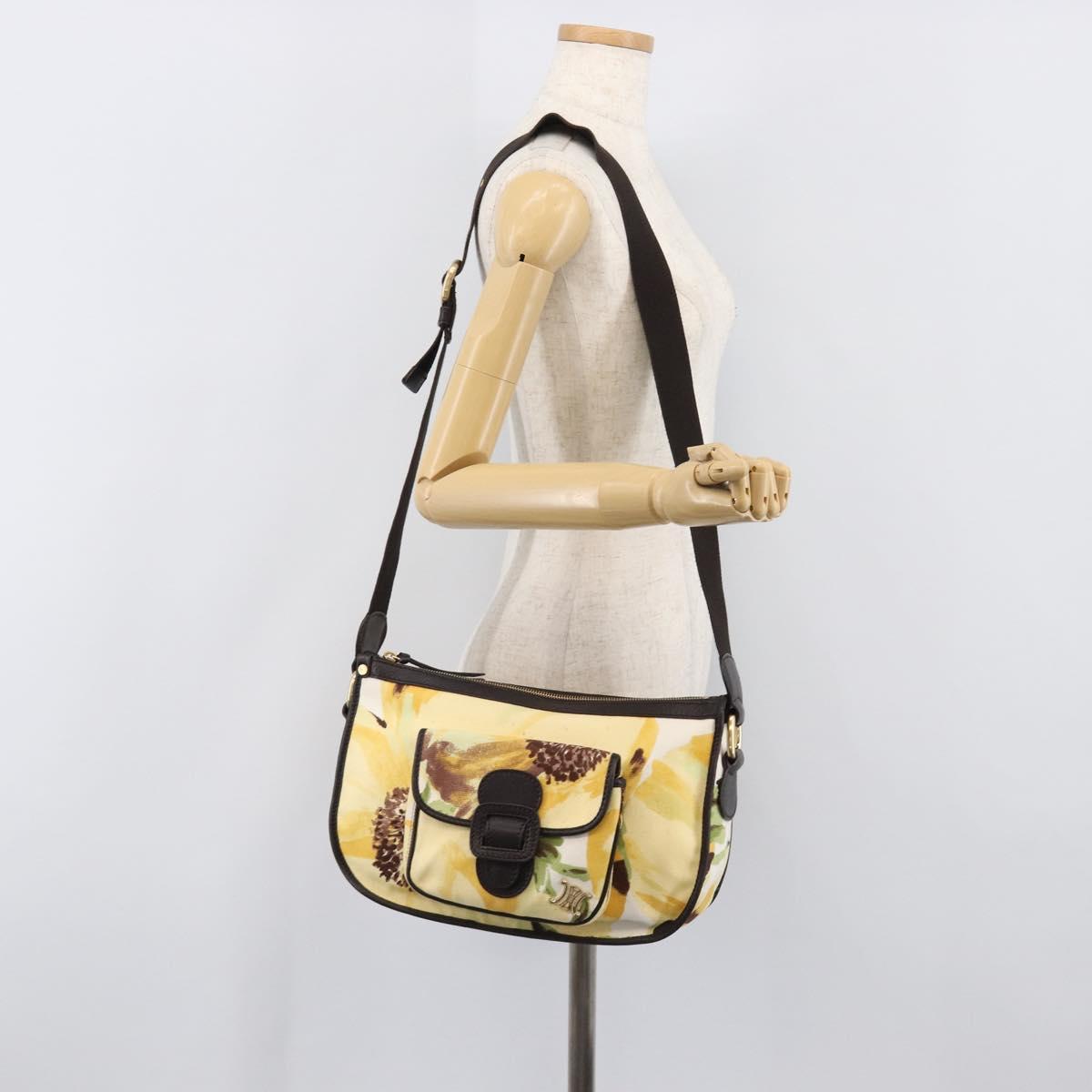 CELINE Shoulder Bag Canvas Yellow Gold Auth 203671A